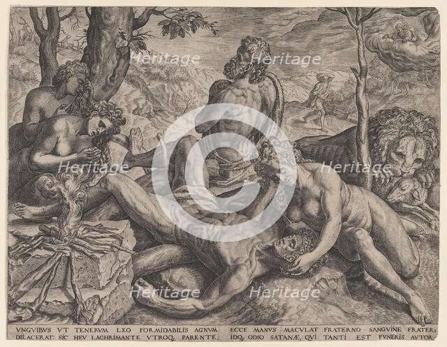 Adam and Eve Lamenting the Death of Abel, 1564. Creator: Cornelis Cort.