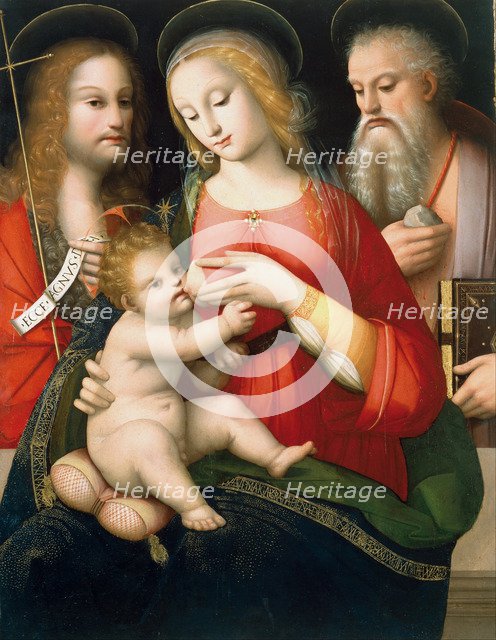 Madonna with Child and Saints John the Baptist and Jerome, Early 16th century. Artist: Piccinelli, Andrea (ca. 1485-1519)