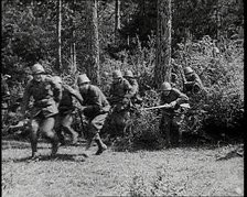 Italian Soldiers Running out of Bushes, 1930s. Creator: British Pathe Ltd.