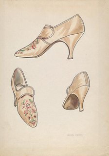 Woman's Slippers, c. 1936. Creator: Lillian Causey.