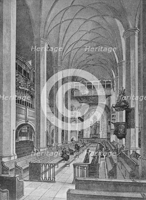St. Thomas Church in Leipzig, Bach's grave, before 1885.