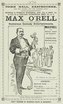 Max O'Rell will give Three Different Humorous Comedy Entertainments, 1896.  Creator: Unknown.