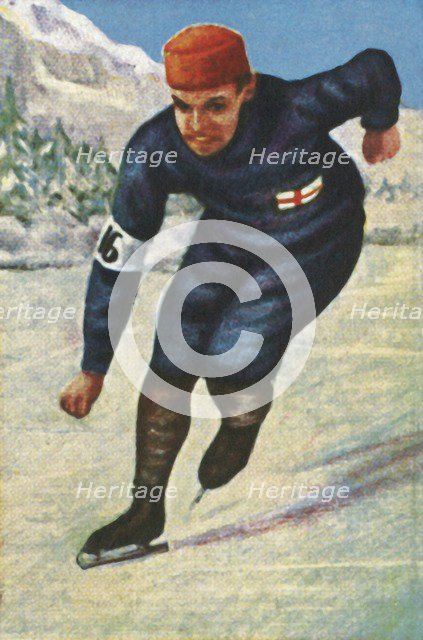 Finnish speed skater Clas Thunberg, 1928. Creator: Unknown.