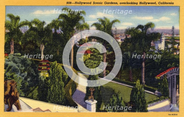 Hollywood Scenic Gardens, overlooking Hollywood, Los Angeles, California, USA, 1931. Artist: Unknown