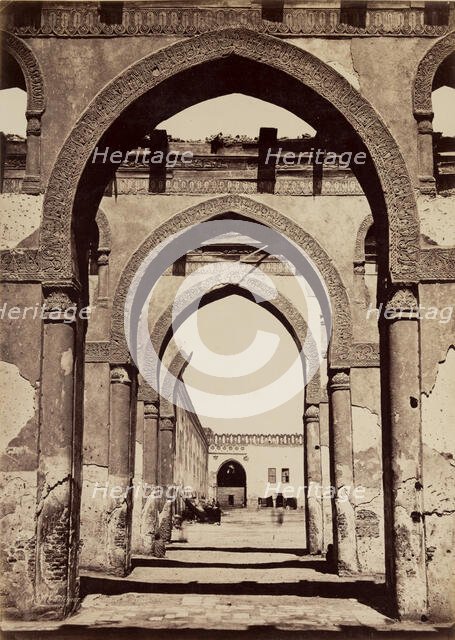 Courtyard of the Ibn Tulun Mosque, Cairo, between 1850 and 1895. Creator: Henri Bechard.