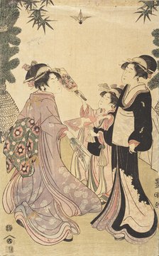 Beauties Playing Battledore and Shuttlecock, c1805. Creator: Utagawa Toyokuni I.