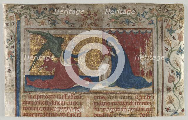 Half Leaf from a Missal: The Annunciation, c. 1415. Creator: Unknown.
