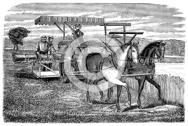 Cyrus McCormick's reaper and binder, 1877. Artist: Unknown
