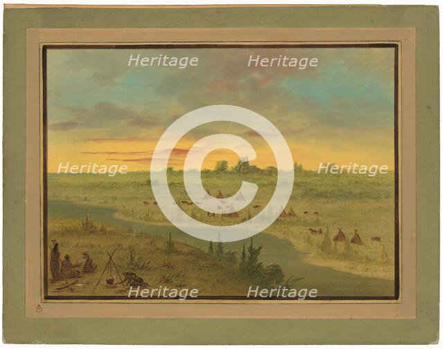 Encampment of Pawnee Indians at Sunset, 1861/1869. Creator: George Catlin.