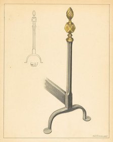 Andiron (one of pair), c. 1936. Creator: Jack Staloff.