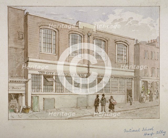 National School, Harp Alley, City of London, 1850. Artist: James Findlay