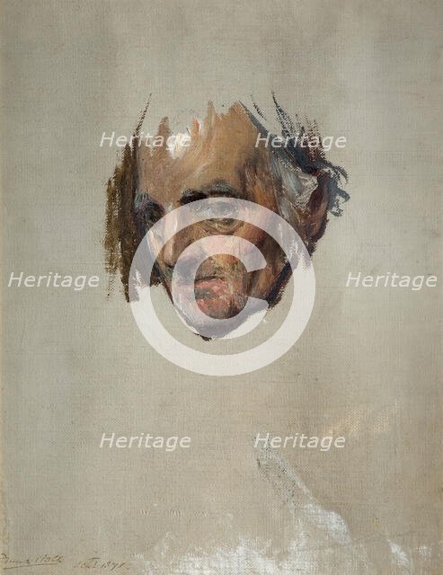 Head Of An Old Man, 1871. Creator: Francis Montague Holl.