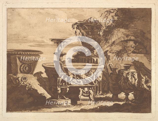 Composition with the Medici Vase, from Recueil de Compositions par Lagrenée Le Jeune (Coll..., 1782. Creator: Jean Jacques Lagrenee.