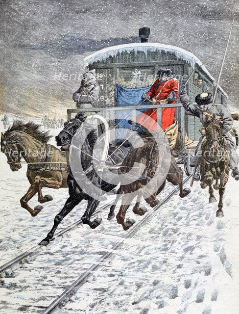 Passage of the military coaches on lake baikal, Siberia, Russia, 20th century. Artist: Unknown