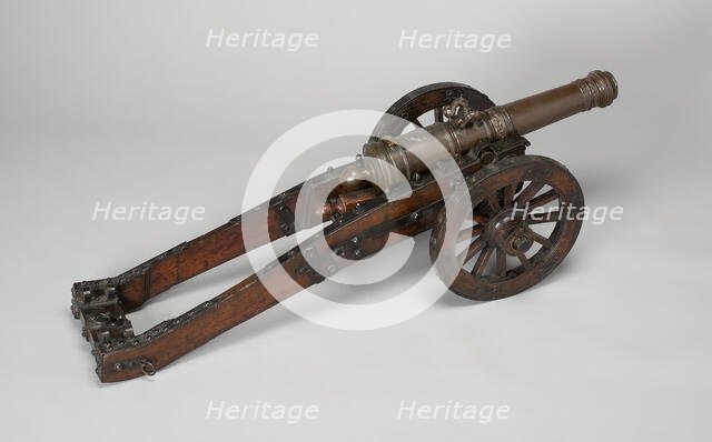 Model Field Cannon with Carriage and Wedge, Austria, 1682. Creator: Unknown.