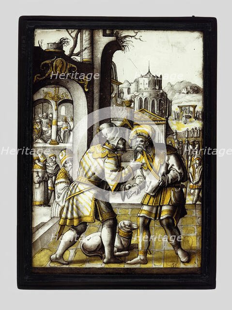 Mordecai Overhears the Conspiracy from the Story of Esther, Netherlands, c. 1525. Creator: Circle of Pieter Cornelisz (1498/90 - 1560/61) or Lucas van Leyden (1489-1533).