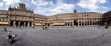 View of the Plaza Mayor of Salamanca with the City Hall, designed by architect Alberto de Churrig…