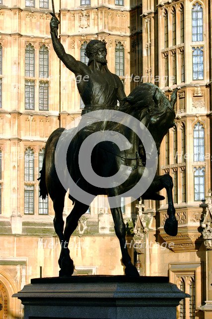 Richard the Lionheart Statue, Houses of Parliament, Westminster, London England.