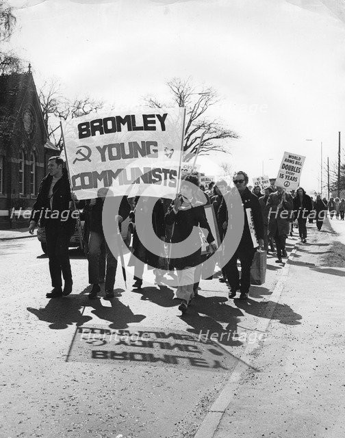 Members of Bromley Young Communists leading a CND demonstration, Horley, Surrey, c1964-1970.