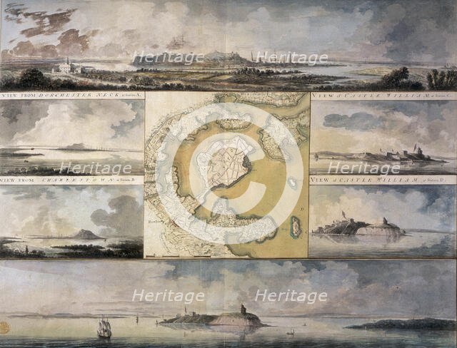 Views of the area around Boston, New England, 1773. Creator: Captain William Pierie.