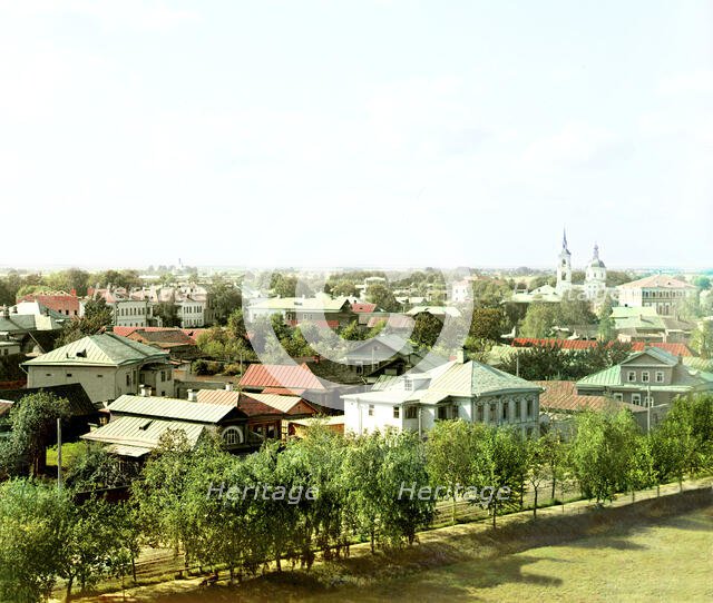 General view of Rostov [Velikii] from the bell tower of the Church of All Saints, 1911. Creator: Sergey Mikhaylovich Prokudin-Gorsky.