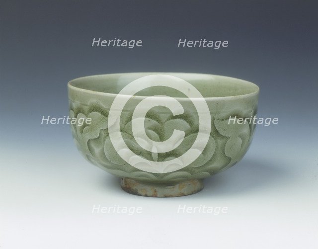 Yaozhou celadon bowl with carved peonies, Northern Song dynasty, China, 11th century. Artist: Unknown