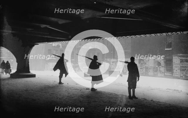 Naval Militia guarding a N.Y. bridge, 1917. Creator: Bain News Service.