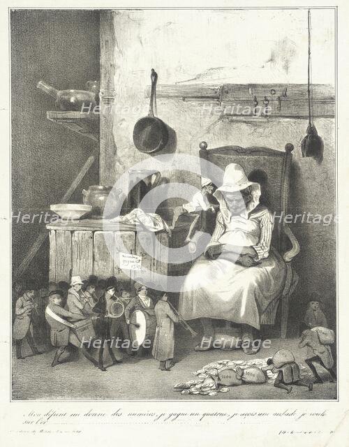 Mon défunt me donne des numéros.., 1833 Creator: Honore Daumier.