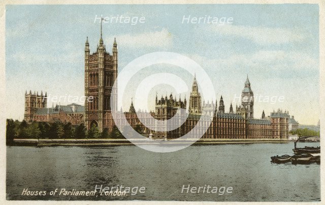 Houses of Parliament, Westminster, London, 20th century. Artist: Unknown