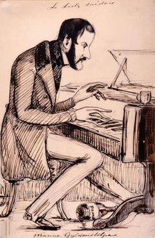 Count Emanuel Gyldenstolpe plays Listz on the piano. (c1850s)  Creator: Fritz von Dardel.