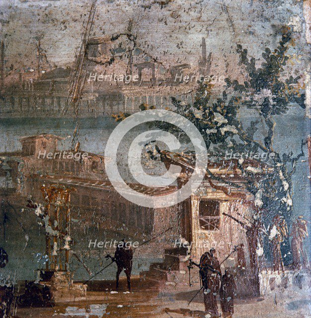 Roman wall painting of idyllic landscape, Pompeii, 1st century. Artist: Unknown.