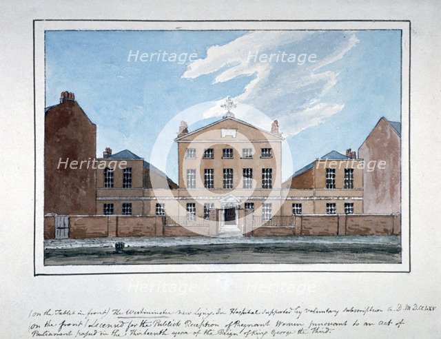 The Westminster Lying-in Hospital, Westminster Bridge Road, Lambeth, London, 1765.                   Artist: Anon