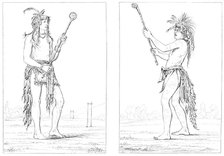 Sioux ball players, 1841.Artist: Myers and Co