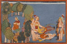 Sita in the Forest Grove (left); Rama and Lakshmana Stricken (right)..., between c1700 and c1710. Creator: Unknown.