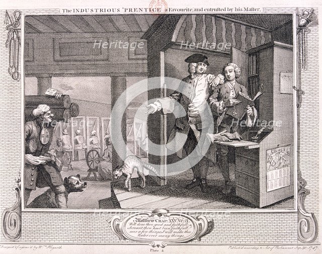'The industrious apprentice a favourite ...', plate IV of Industry and Idleness, 1747. Artist: William Hogarth