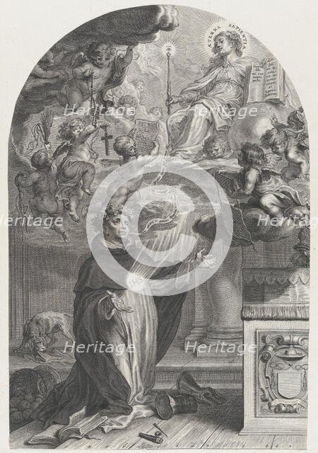 The Blessed Henry Suso Kneeling before Eternal Wisdom, before 1650. Creator: Cornelis Galle I.