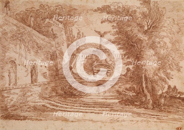 Untitled (Italian Garden Scene), 1768. Creator: Hubert Robert.