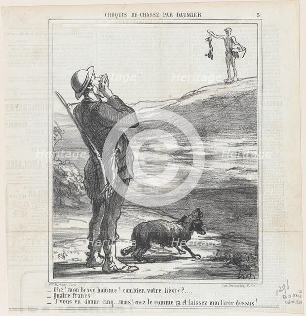 Ohé! mon brave homme! combien votre lièvre?..., 1864.  Creator: Honore Daumier.