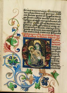 Initial O: The Pietà; Prayer Book, about 1470-1480. Creator: Workshop of Valentine Noh.