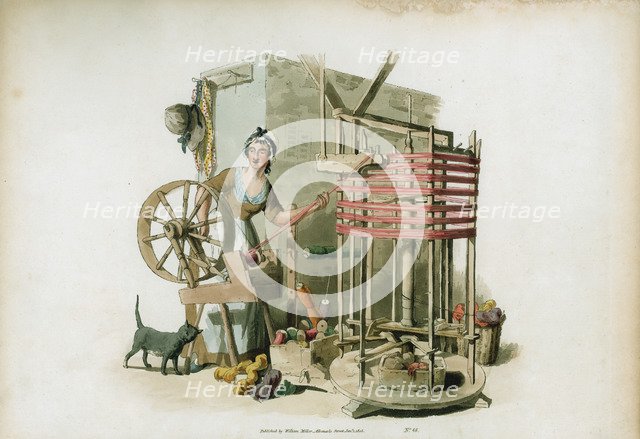 'The Worsted Winder', 1805. Artist: William Henry Pyne