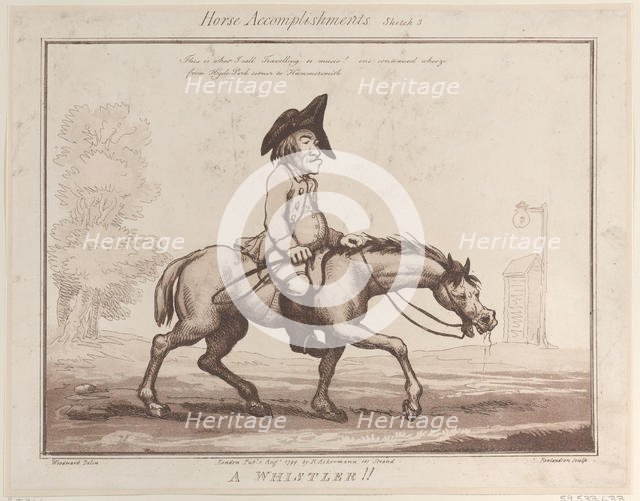 Horse Accomplishments, Sketch 3: A Whistler !!, August 1, 1799., August 1, 1799. Creator: Thomas Rowlandson.