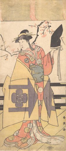 The Third Segawa Kikunojo as (?) Wife of Kudo Suketsune in a Soga Play, ca. 1792? Creator: Katsukawa Shun'ei.