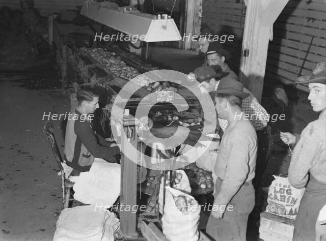 In packing shed, grading and sacking potat..., Tulelake, Siskiyou County, California, 1939 Creator: Dorothea Lange.