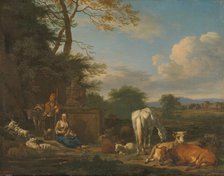 Arcadian Landscape with resting Shepherds and Animals, 1664. Creator: Adriaen van de Velde.