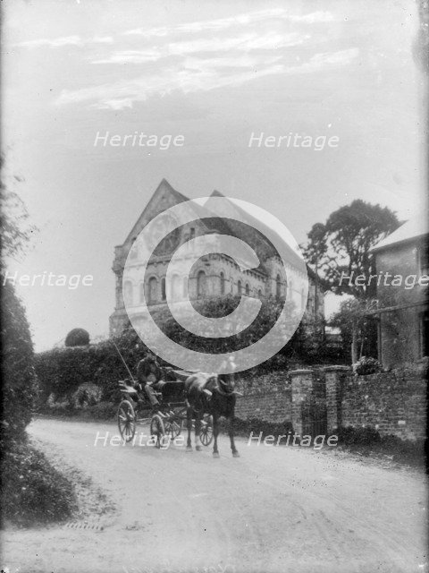 St Nicholas, Eythorne, Kent with a man and pony and trap, c1860-c1922. Artist: Henry Taunt