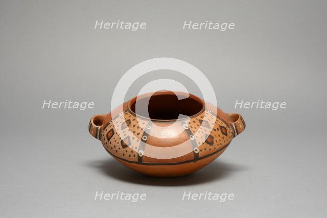 Handled Bowl with Panels of Geometric Motifs, c. A.D. 500/700. Creator: Unknown.