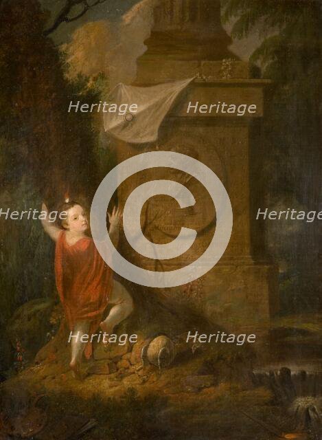 Artist's Advertisement - Cherub with Kite at Monument [undated]. Creator: James Millar.