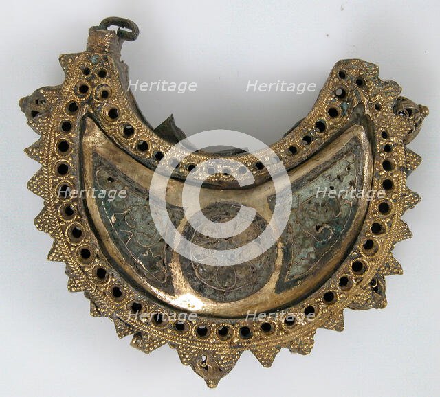 One of a Pair of Crescent-Shaped Earrings with Rosettes, Kievan Rus' or Byzantine, 12th century. Creator: Unknown.