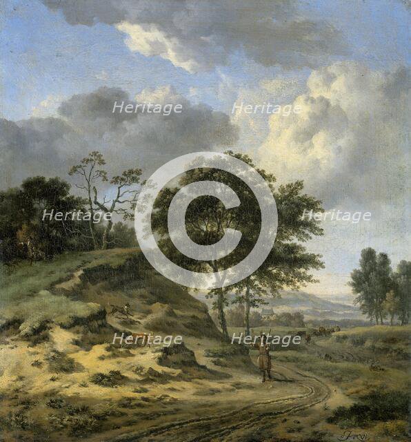 Landscape with two Hunters, 1655-1684. Creator: Jan Wijnants.