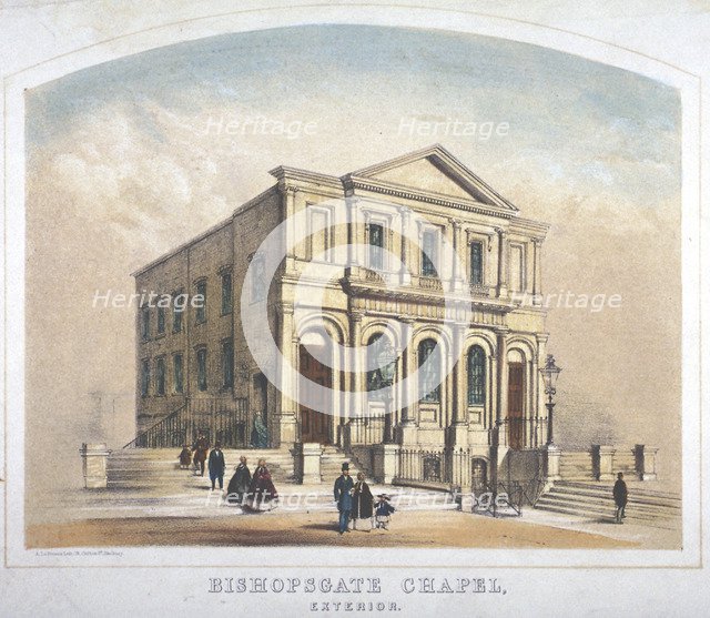 View of Bishopsgate Congregational Chapel, Bishopsgate, City of London, 1855. Artist: Anon